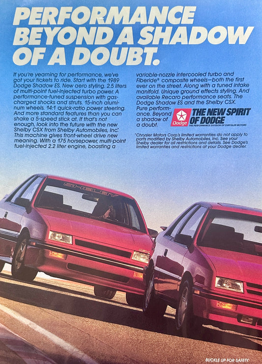 1989 Dodge Shadow - Performance Beyond a Shadow of a Doubt