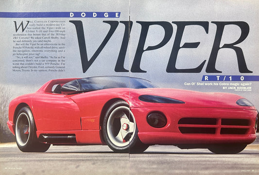 1989 Multipage Dodge Viper Feature Article - Missing final page