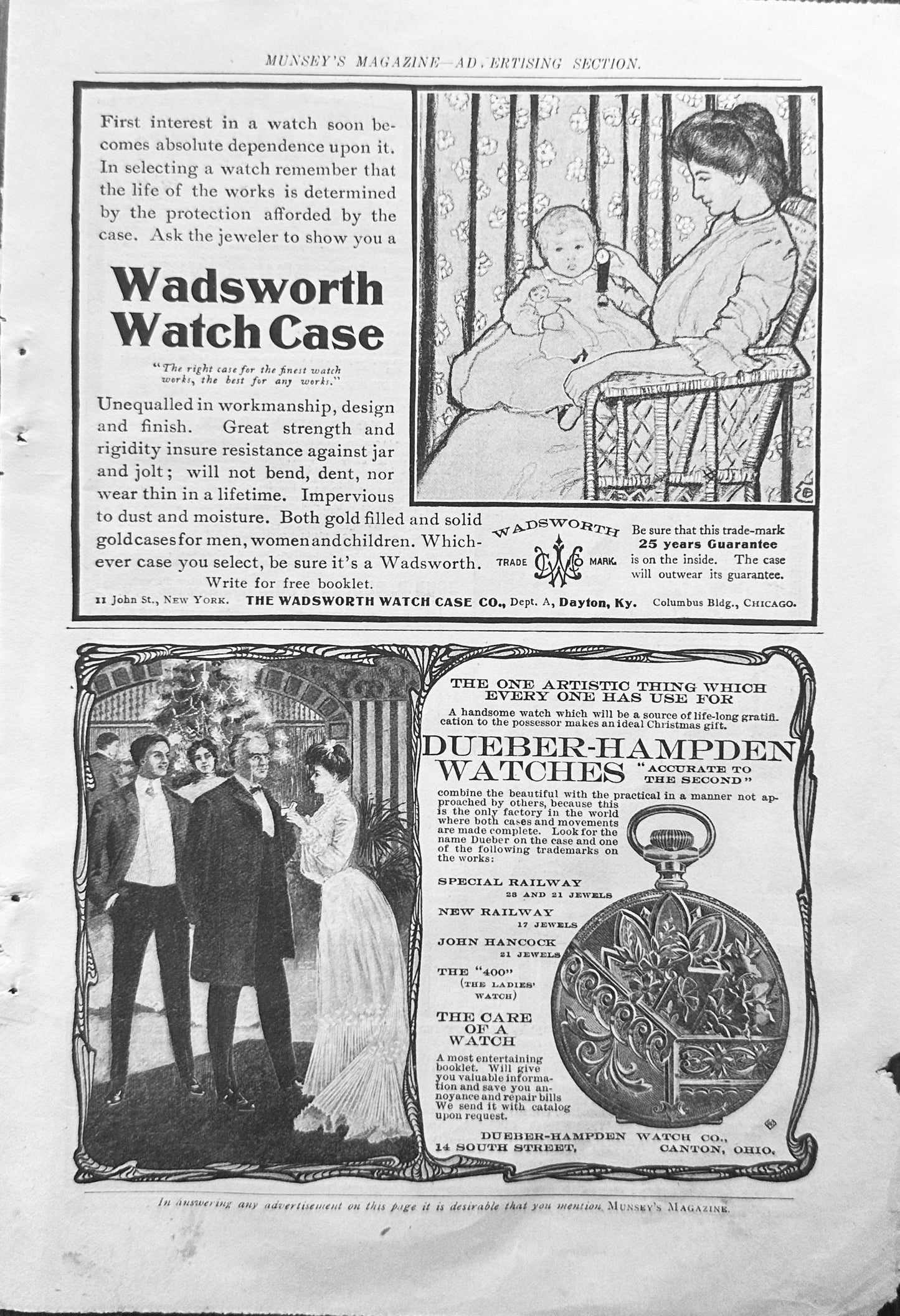 1902 Dueber-Hampden Watches & Wadsworth Watch Cases Ads