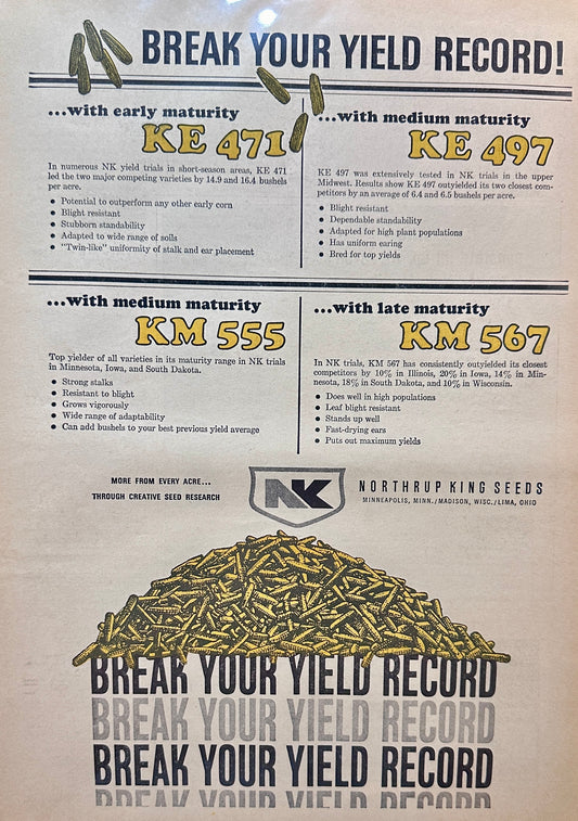 1964 Northrup King Seeds - Break Your Yield Record - Vintage Ad