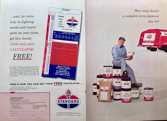 1965 Double Sided Large Poster Size Standard Oil Pesticides Vintage Ad