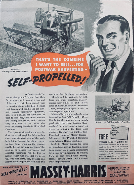 1944 Massey-Harris Self-Propelled 7Ft, 12Ft & 14Ft models available #5011