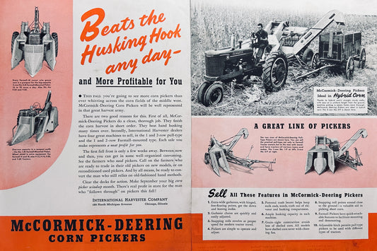 1940 2-Page McCormick-Deering Corn Pickers #5015 Vintage Ad