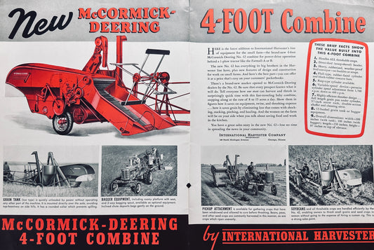 1940 McCormick-Deering 4-ft Combine 2-page Vintage Ad #5012