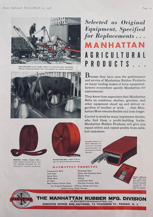 1938 Manhattan Rubber Mfg. Division Agricultural Products Ad #5035