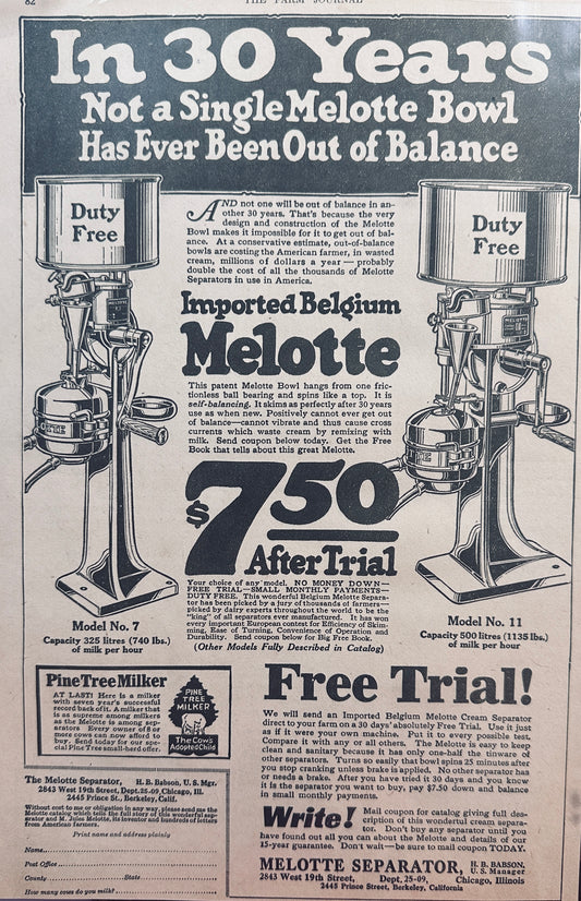 1924 Melotte Cream Separator Model #7 & Model #11 N631