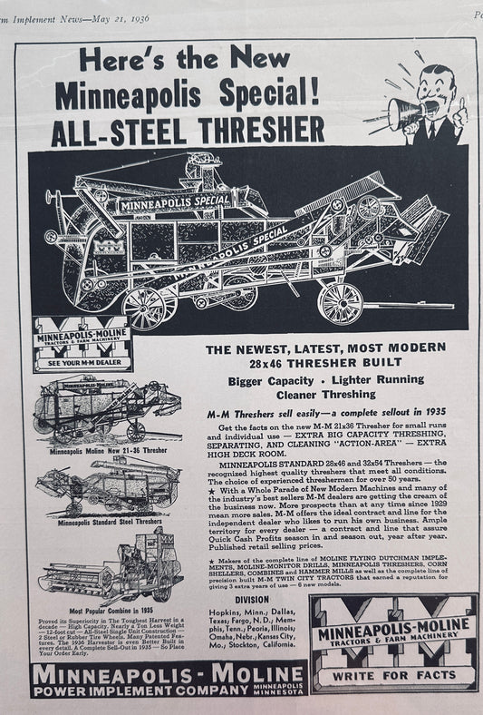 1936 Minneapolis-Moline All-Steel Thresher #5033