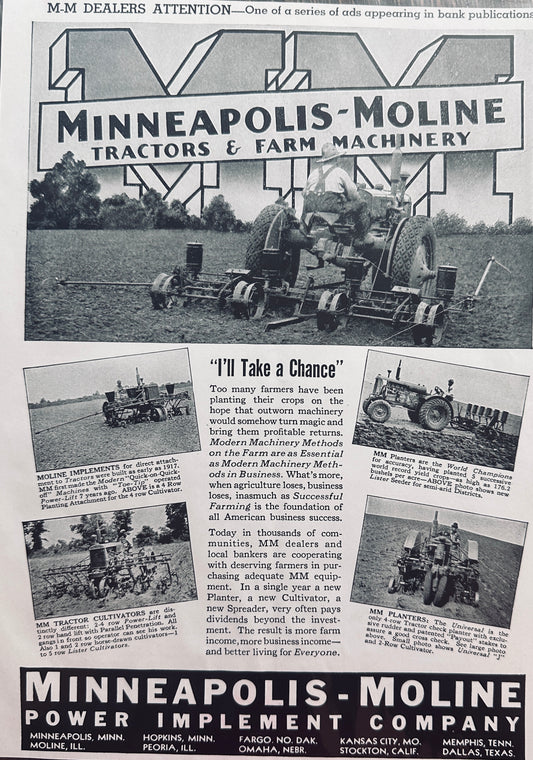 1937 Minneapolis-Moline Tractors & Farm Machinery Ad N663