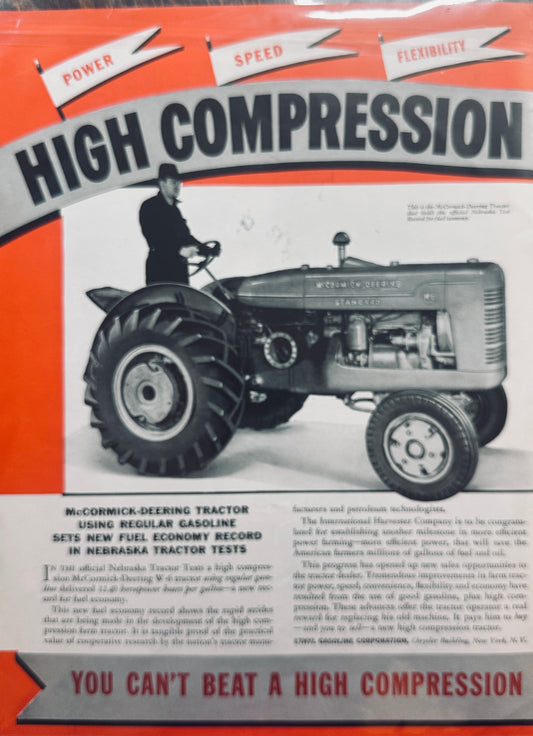 1941 McCormick-Deering W-6 Tractor & Mobiloil Vintage Adds #5026