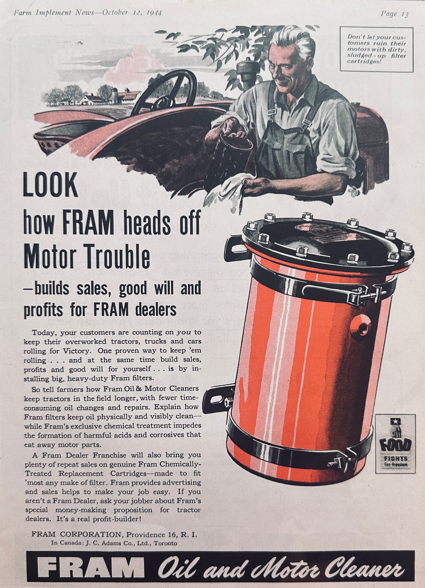 1944 Mobiloil Savings Mount Up & Fram Oil & Motor Cleaner N672