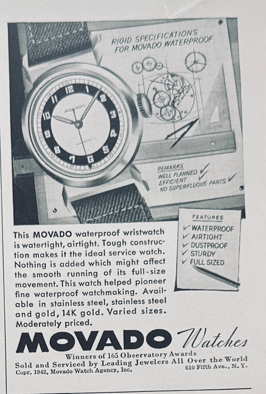 1942 Movado Waterproof Wristwatch
