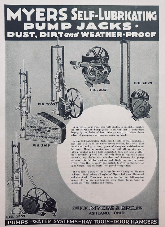 1936 Myers Self-Lubricating Pump Jacks 5 Styles Shown