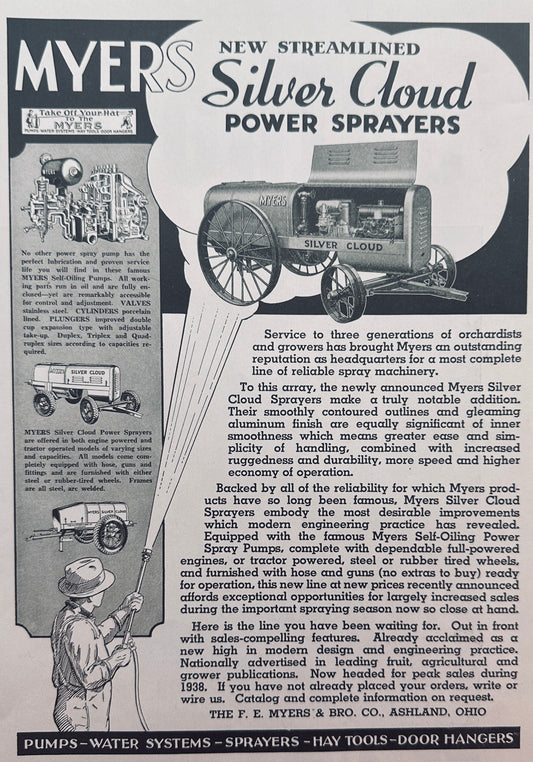 1938 Silver Cloud Power Sprayers from FE Myers & Bro. Co. Ashland, Ohio N695