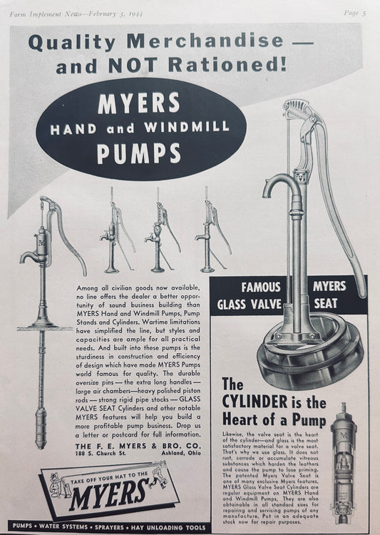 1944 Myers Hand and Windmill Pumps - Not Rationed N688