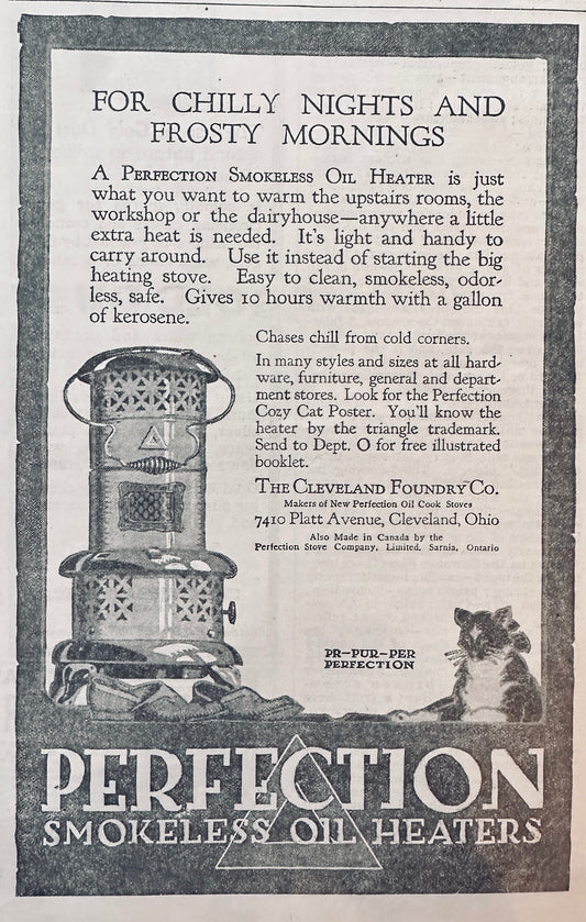 1915 Perfection smokeless Oil Heaters Vintage Ad N585