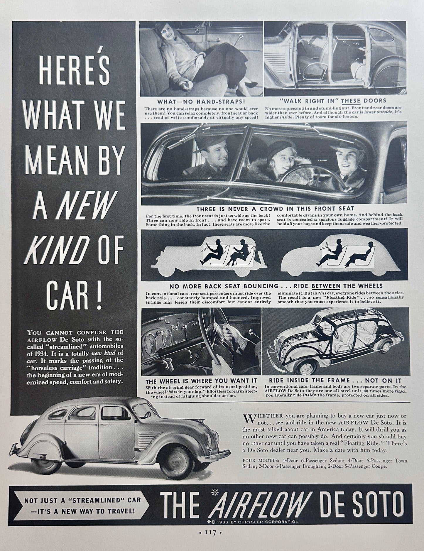 1933 AIRFLOW De Soto - A New Kind of Car Vintage Ad #1630