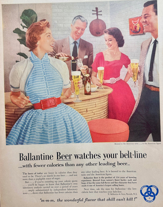 1954 Ballantine Beer Brewed in Newark NJ Vintage Ad #1623