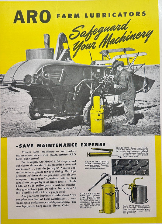 1947 ARO Farm Lubricators Bryan Ohio Vintage Ad #1674