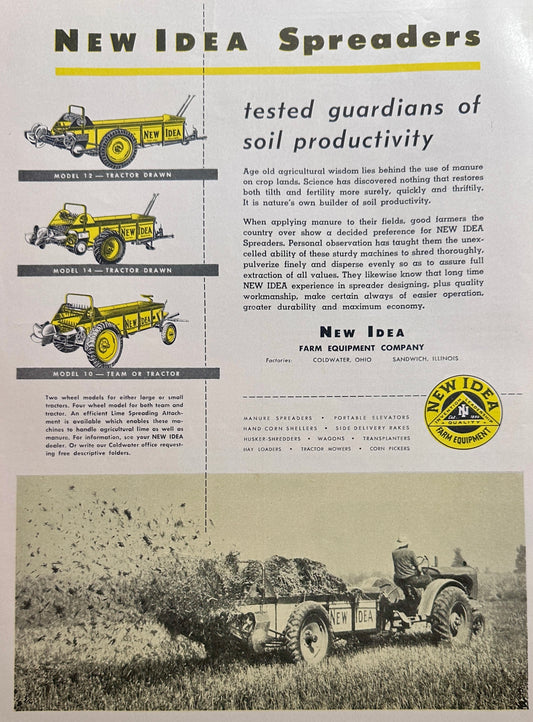 1947 New Idea Spreaders - Tested Guardians Vintage Ad #1675