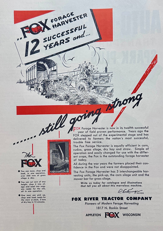1948 Fox River Tractor Forage Harvester - 12 Years & Still Going Strong Ad #1708