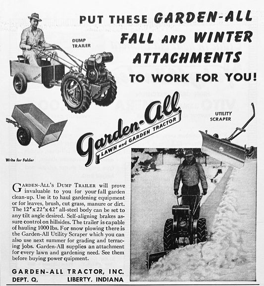 1948 Garden-All Lawn & Garden Tractor - All Season Usefulness Ad #1702