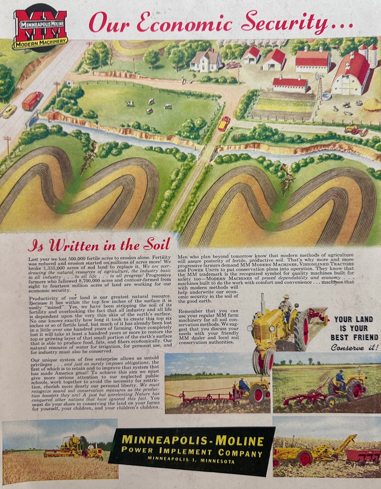 1948 Minneapolis-Moline Economic Security is Written in the Soil Ad #1701
