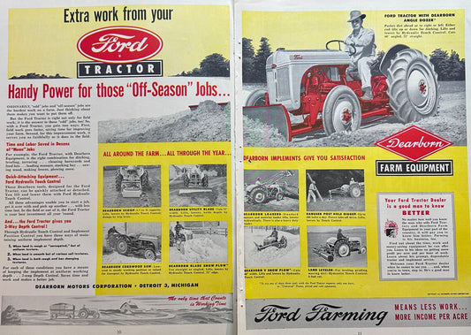 1948 Ford Farming (2-Page) Magazine ad Dearborn Farm Equipment Ad #1695