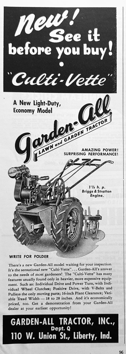 1948 Garden-All Tractor See It before You Buy! Vintage Ad #1691