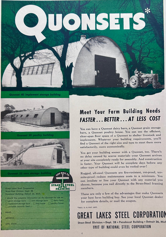 1948 Quonsets - Great Lake Steel Corp Vintage Ad #1682