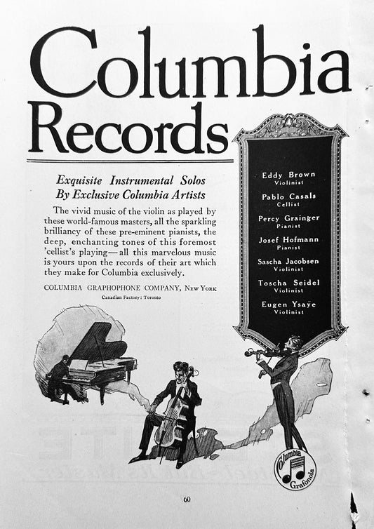 1920 Columbia Records - 7 Instrumental Solo Artists Promoted Ad #N1234