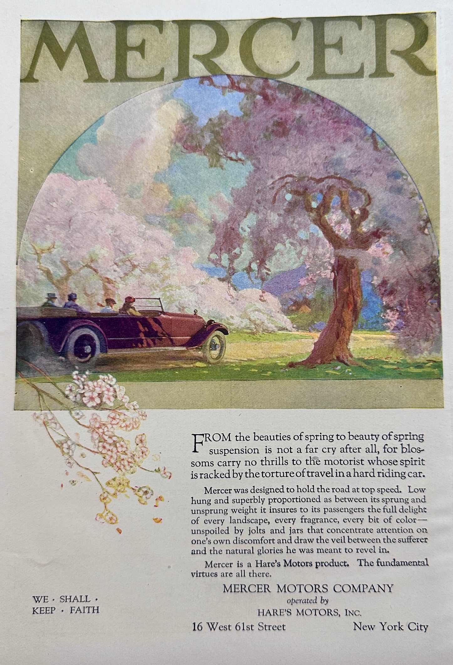 1920 Mercer Touring Car - Harris Motors, INC New York City Ad #N1232