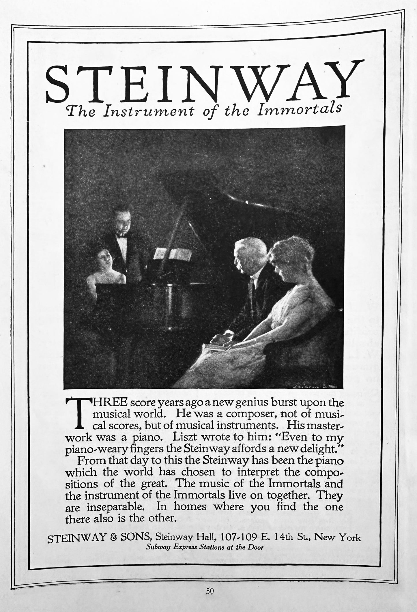 1920 Steinway - The Instruments of the Immortals - Ad #N1229