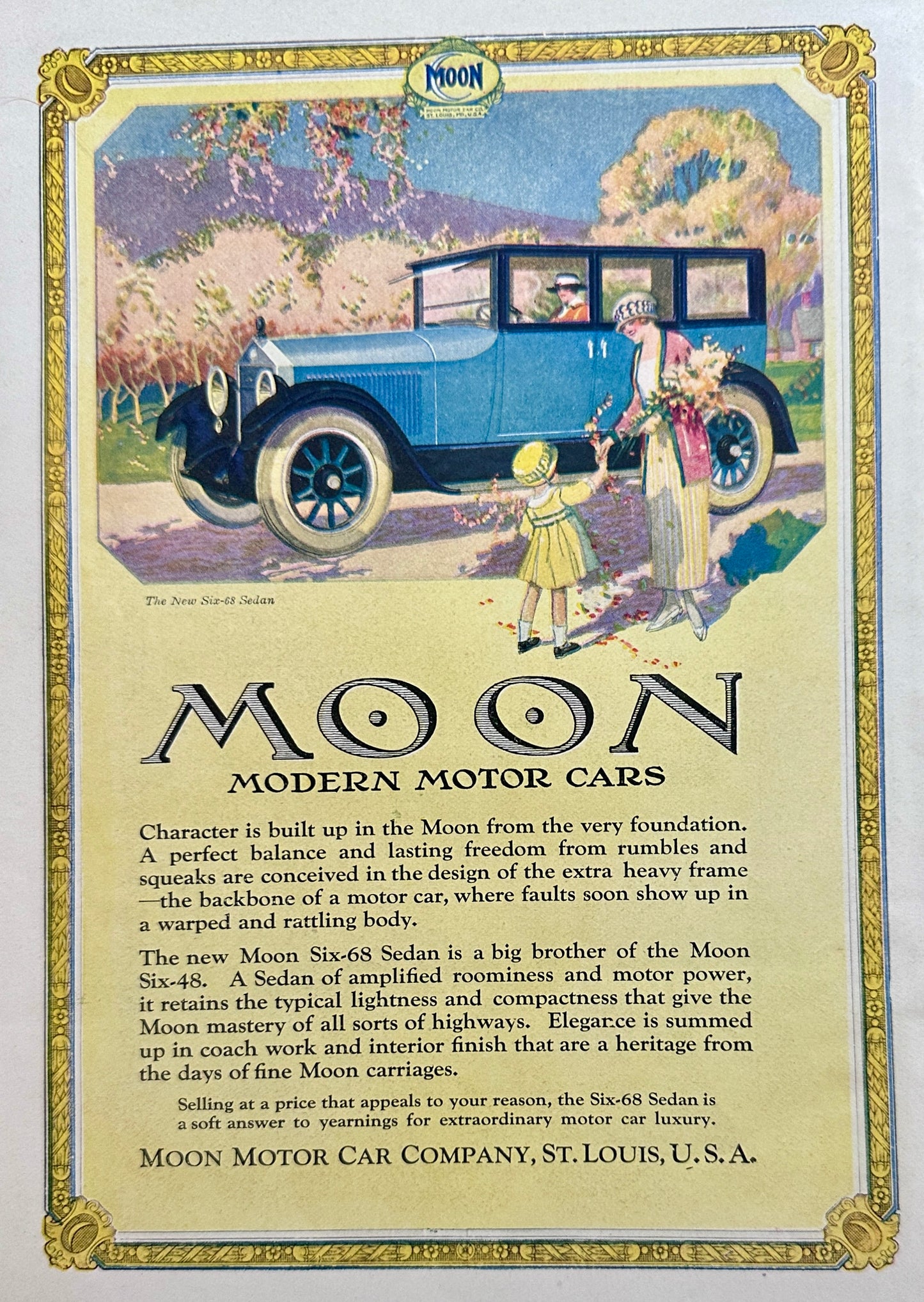 1920 Moon Modern Motor Cars Masterpiece Ad of Yesteryear Ad #N1222