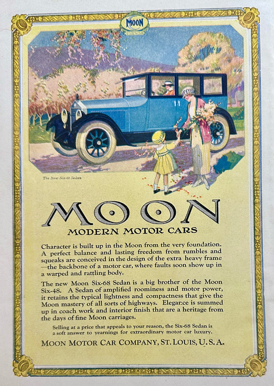 1920 Moon Modern Motor Cars Masterpiece Ad of Yesteryear Ad #N1222