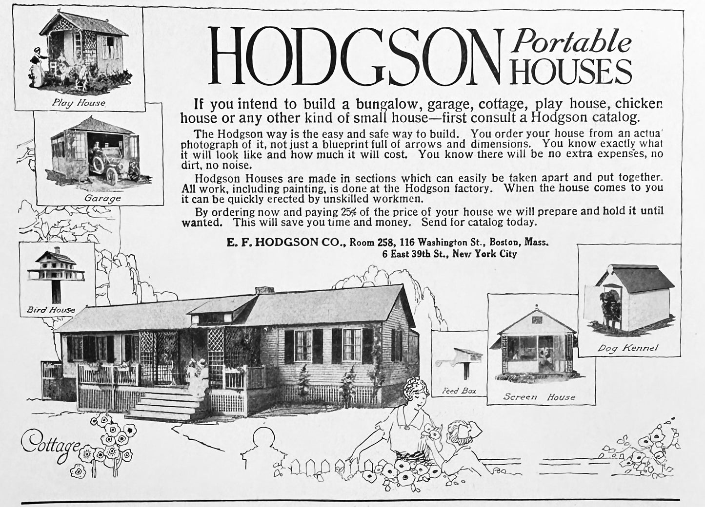 1918 WWI Era Hodgson Portable Houses - Prefab Ad #N1249