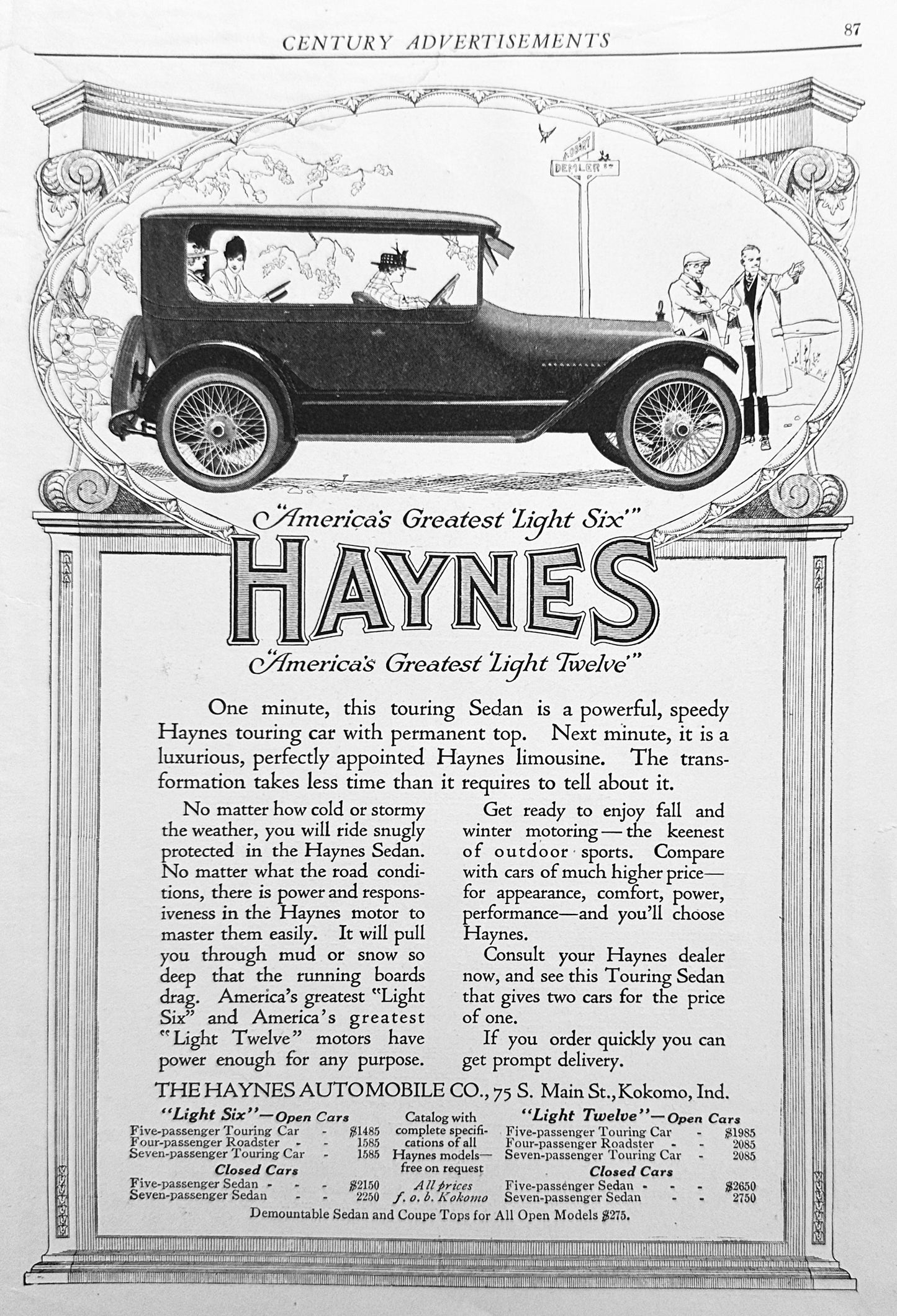 1918 Sonora Photograph & Haynes Light Six Ads #N1253 Dual Sided Magazine Page