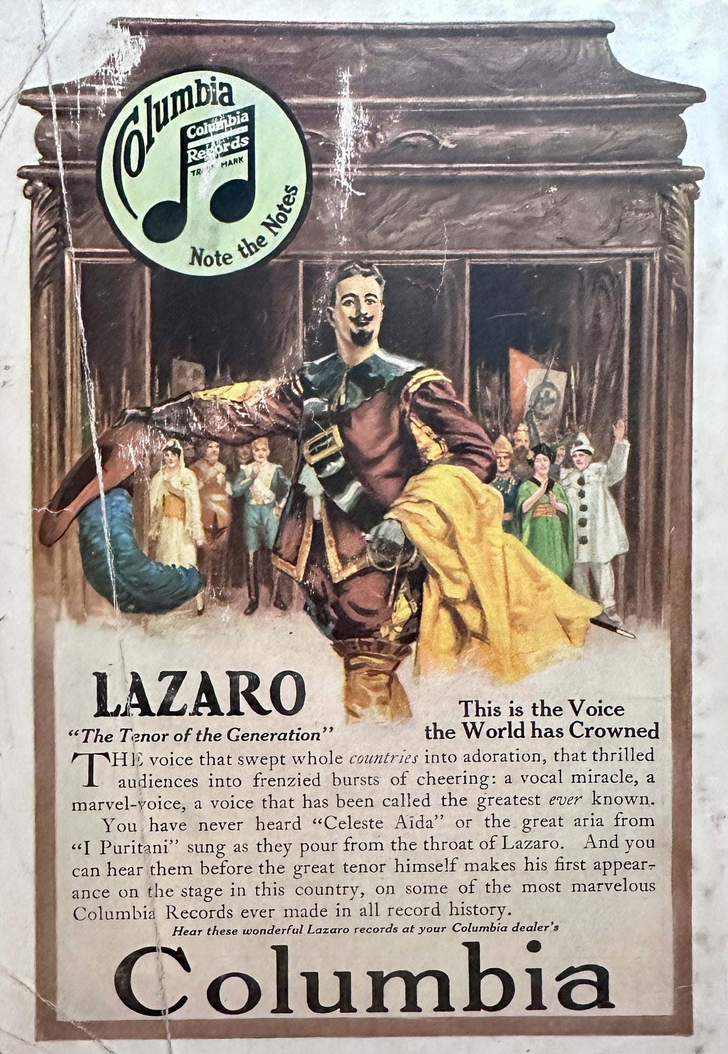 1918 WWI Columbia Records & Hupmobile Dual Sided Magazine Ad #N1254