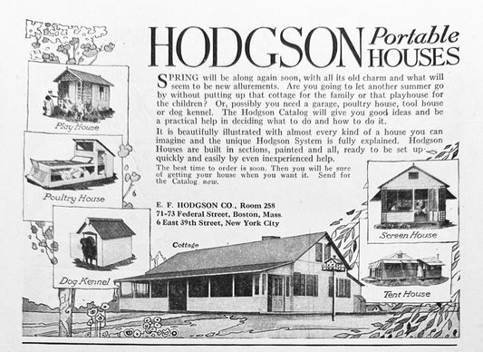 1919 Hodgson Portable House Dog Kennels to Cottages Ad #N1259 New York City