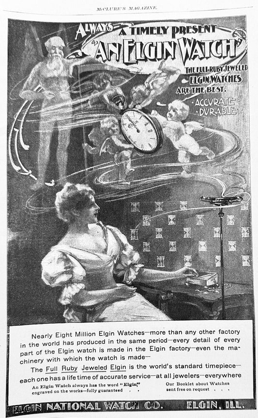 1897 Full Ruby Jeweled Elgin Watch Antique Ad #N1327