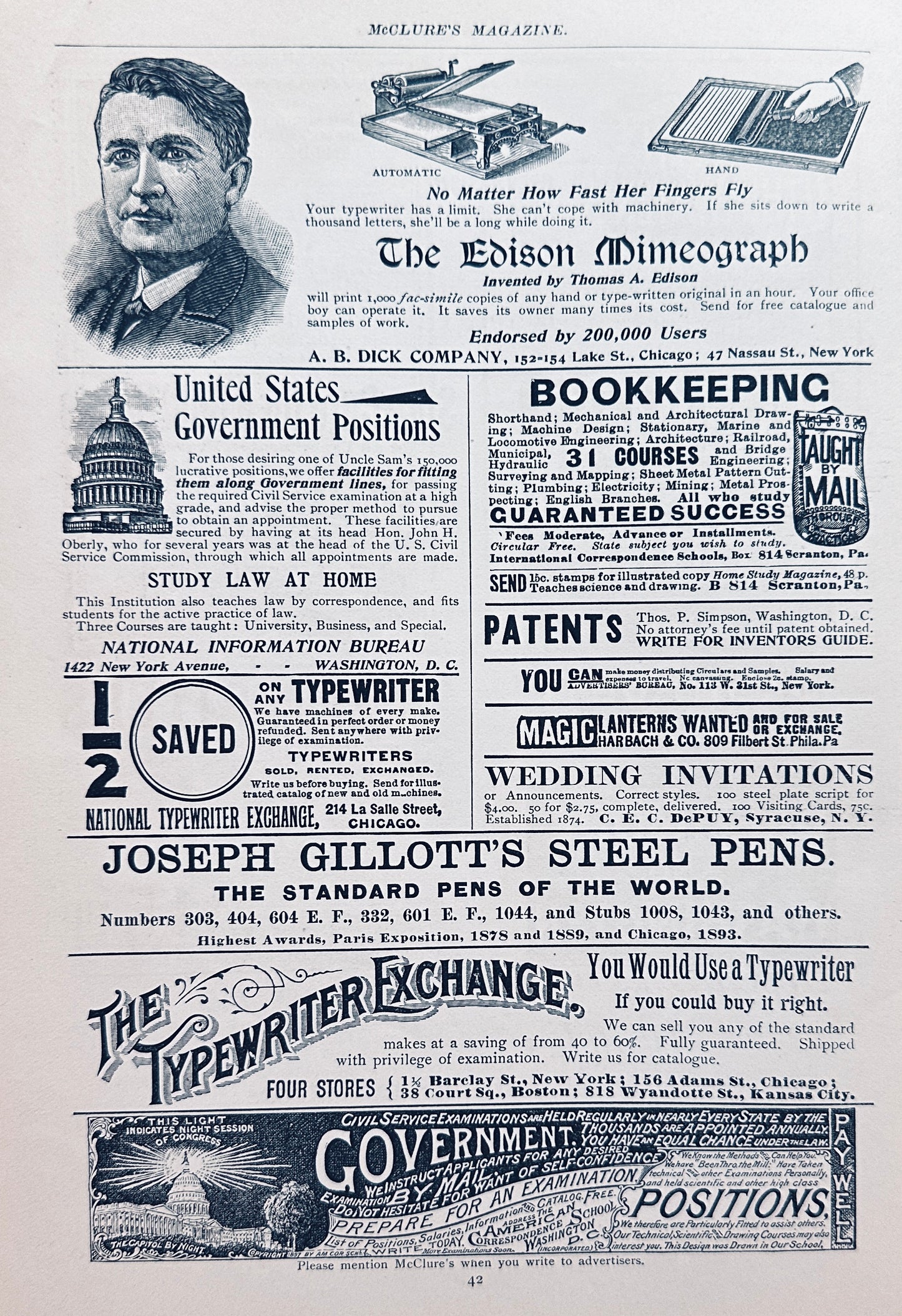 1897 Antique Advertisement Ephemera - Edison Mimeograph, ++ Ad #N1316