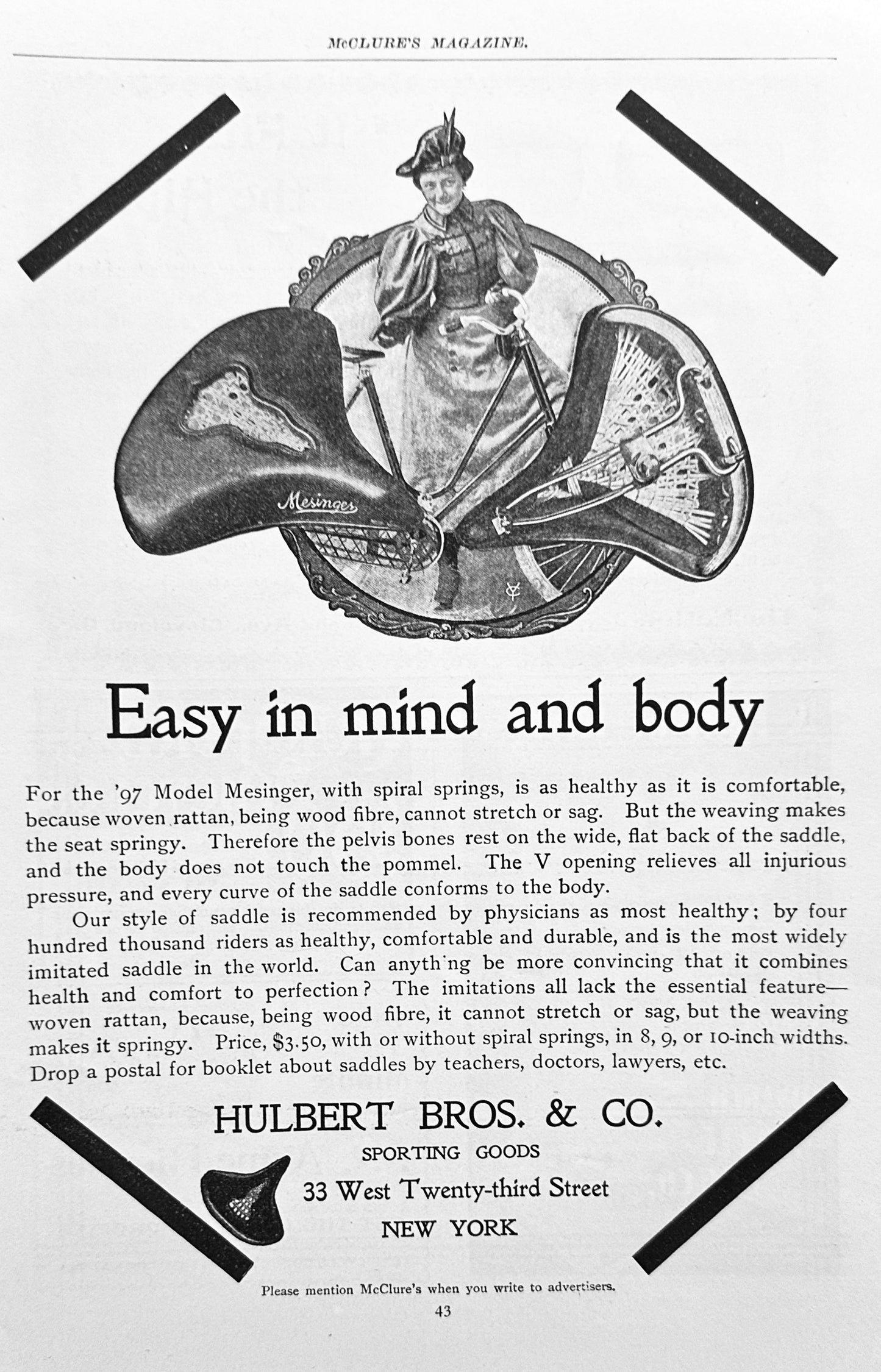 1897 Antique Bicycle Ephemera Vintage Saddle & Bicycle Ads AD#N1305