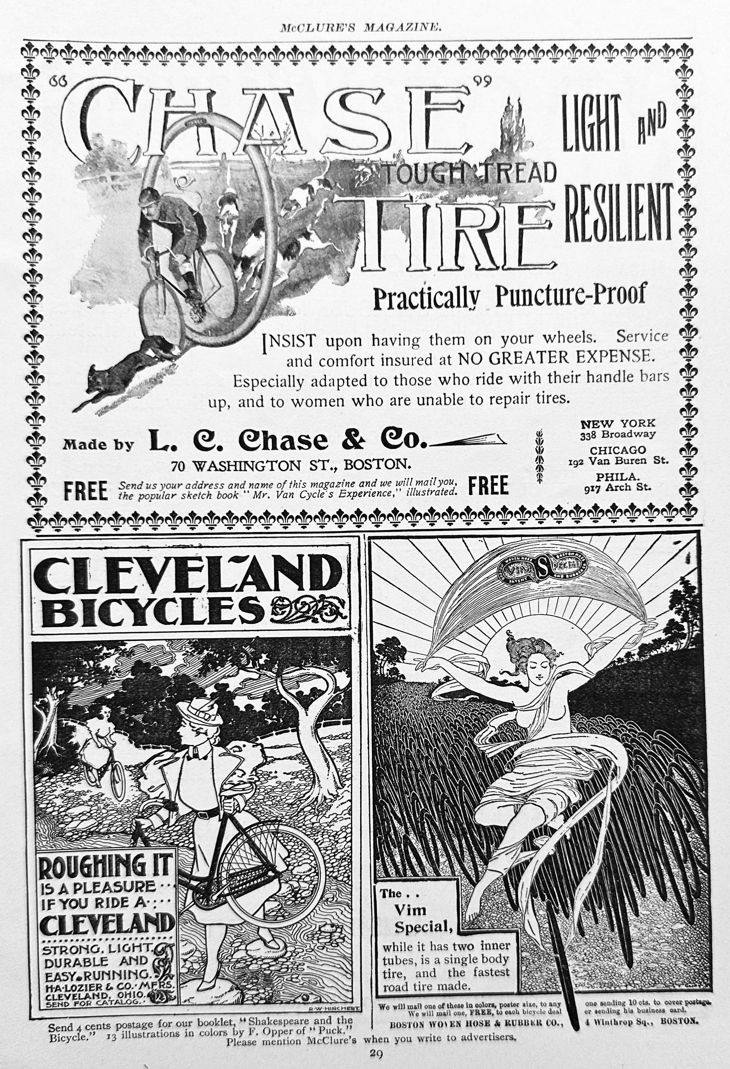 1897 Antique Bicycle Ephemera 7Ads Total Front & Back Ad #N1300