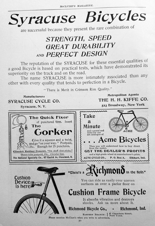 1897 Antique Bicycle Ephemera 7Ads Total Front & Back Ad #N1300