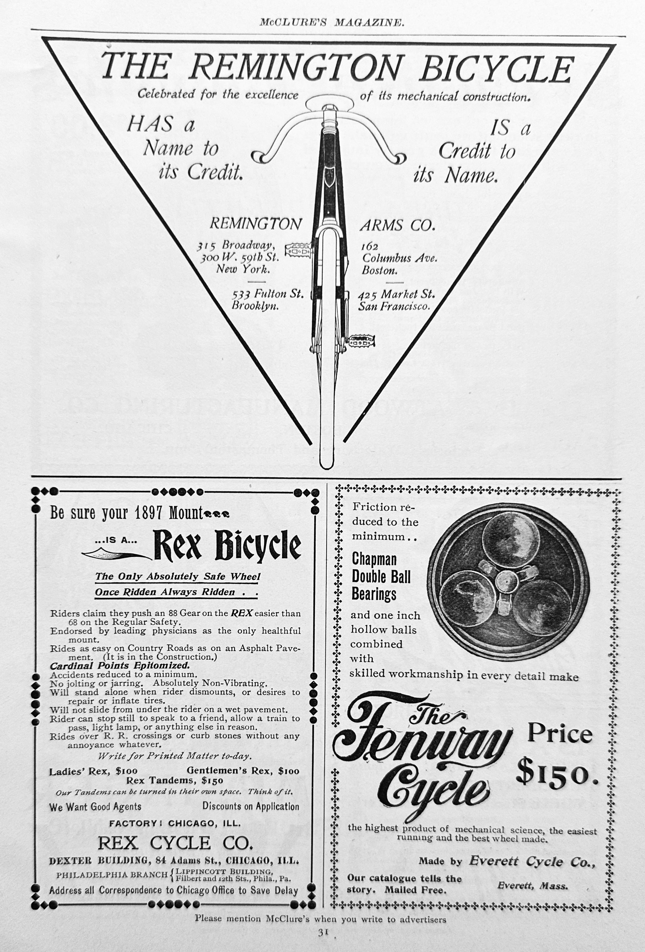 約130年前・1897年 アンティーク広告 Rex Cycle 自転車 額装品 美術品・アンティーク・コレクション 約130年前・1897年 アンティーク