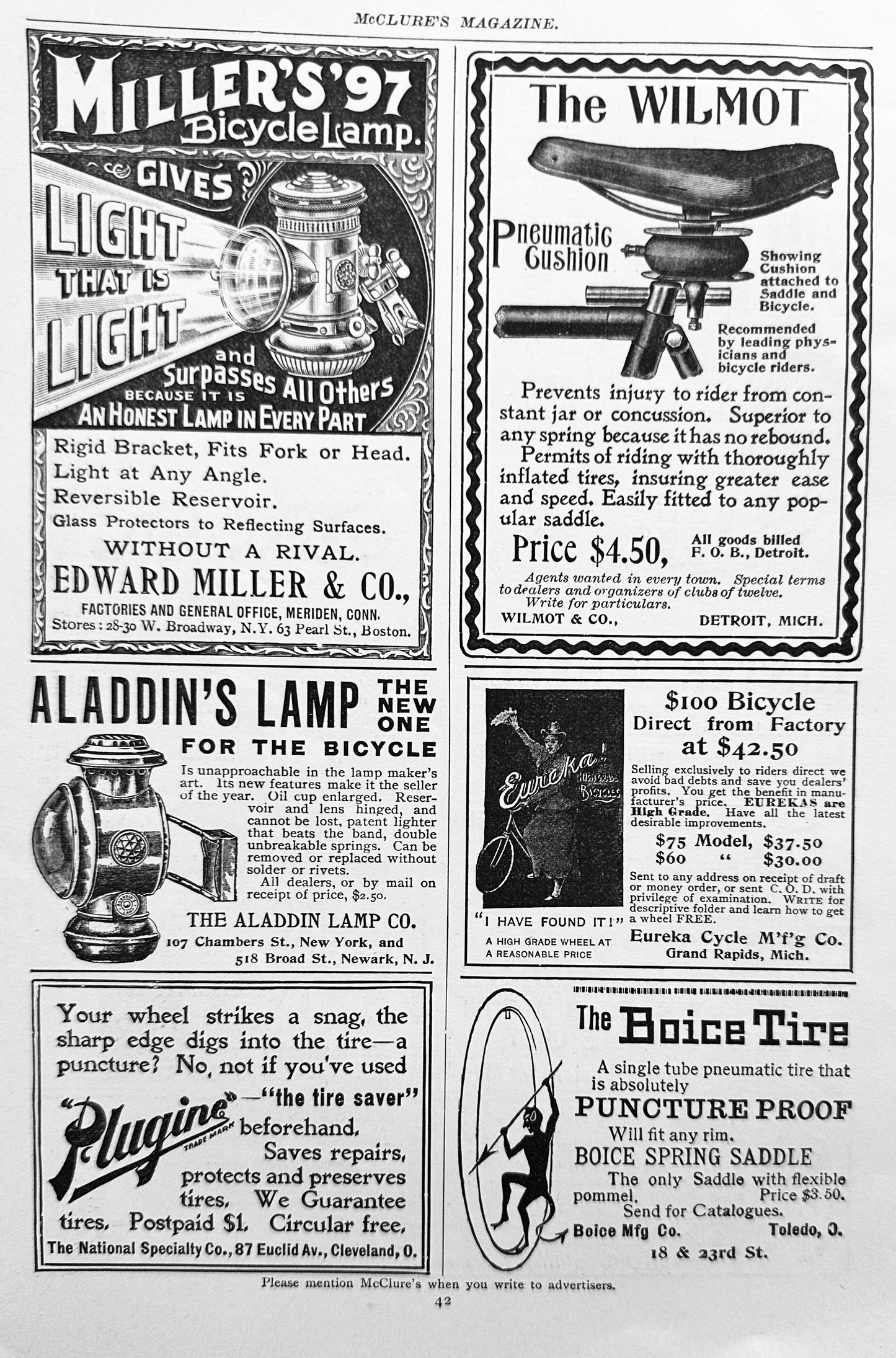 1897 Antique Bicycle Ephemera Vintage Ad's #N1297
