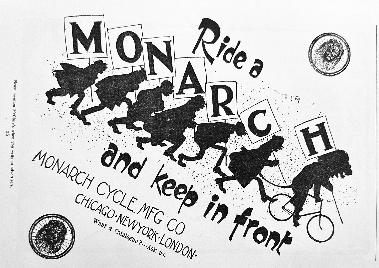 1897 Ride a Monarch Bicycle and Rambler Bicycle Full Page Ads #N1292