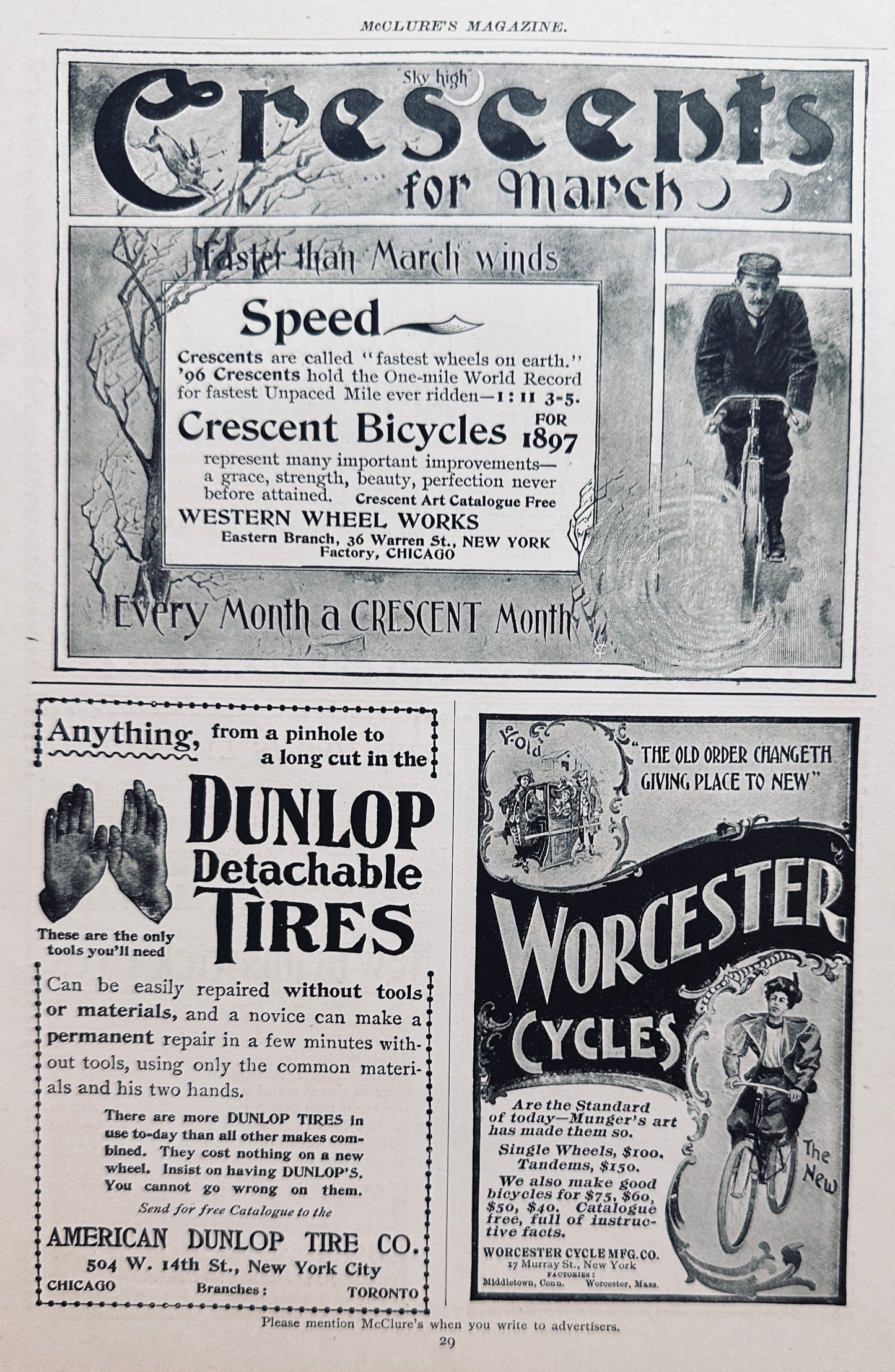 1897 Antique Bicycle & Bicycle Advertisements Ephemera AD#N1267