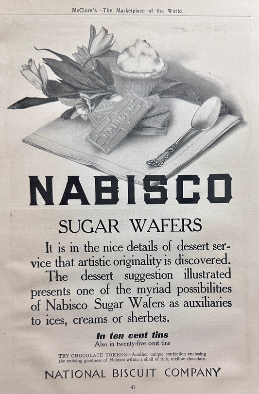 1910 Nabisco Sugar Wafers Vintage Ad #N1335