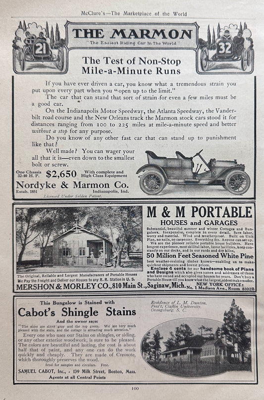 1910 Marmon Touring Car - Indianapolis, IN Marque Ad #N1343