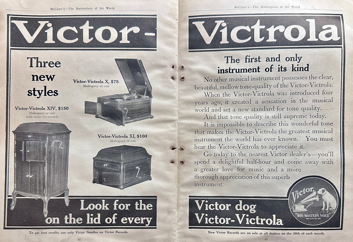1910 Fantastic Columbia & Victor 2-Page Phonograph Ads #N1348